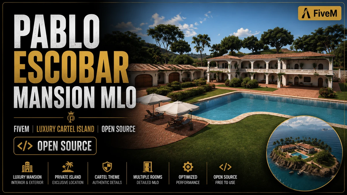 Pablo Escobar Mansion MLO FiveM | Luxury Cartel Island | Open Source